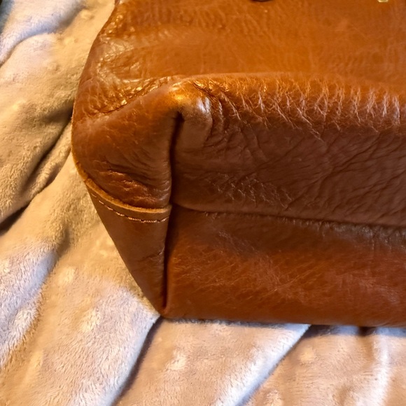 Portland Leather Goods Mini Crossbody Tote | Cognac Brown Leather - Picture 9 of 11